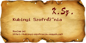 Kubinyi Szofrónia névjegykártya